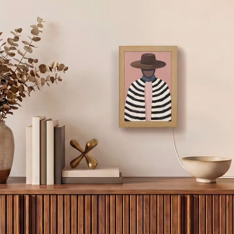 Grafisch - Vrouw - Roze Light Box met kabel (Tafellamp) klein -sfeer2