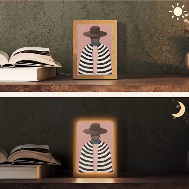 Grafisch - Vrouw - Roze Light Box met kabel (Tafellamp) klein -sfeer3