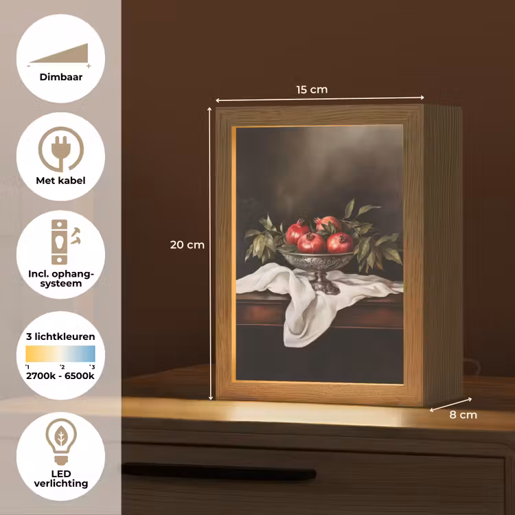 Granaatappels - Klassiek - Vintage Light Box met kabel (Tafellamp) klein -USP_NL