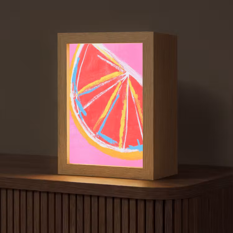 Grapefruit - Geschilderd - Roze - Strepen Light Box met kabel (Tafellamp) klein -z3d_website