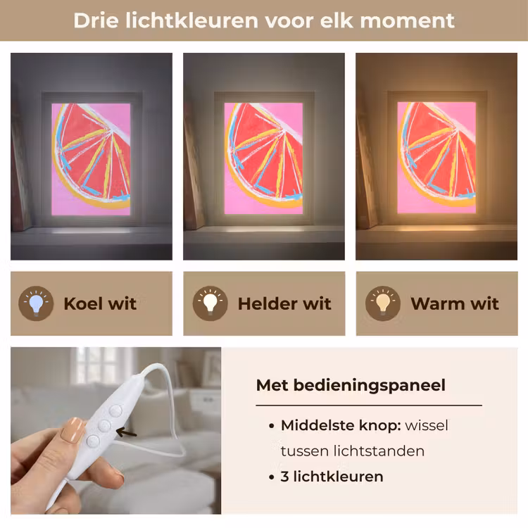 Grapefruit - Geschilderd - Roze - Strepen Light Box met kabel (Tafellamp) klein -USP_lichtkleurNL