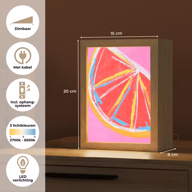 Grapefruit - Geschilderd - Roze - Strepen Light Box met kabel (Tafellamp) klein -USP_NL