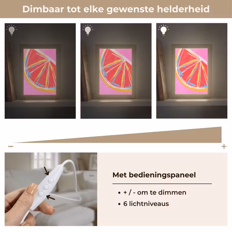 Grapefruit - Geschilderd - Roze - Strepen Light Box met kabel (Tafellamp) klein -USP_dimbaarNL