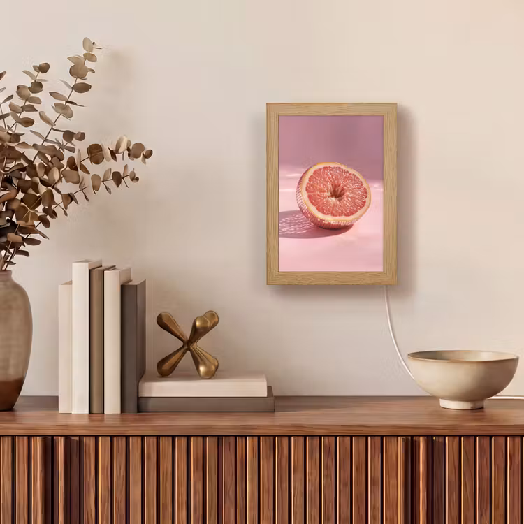 Grapefruit - Roze - Disco - Shiny Light Box met kabel (Tafellamp) klein -sfeer2