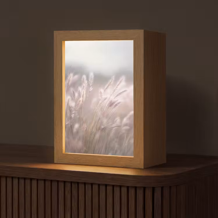 Graspluimen - Wind - Beige - Mistig Light Box met kabel (Tafellamp) klein -z3d_website