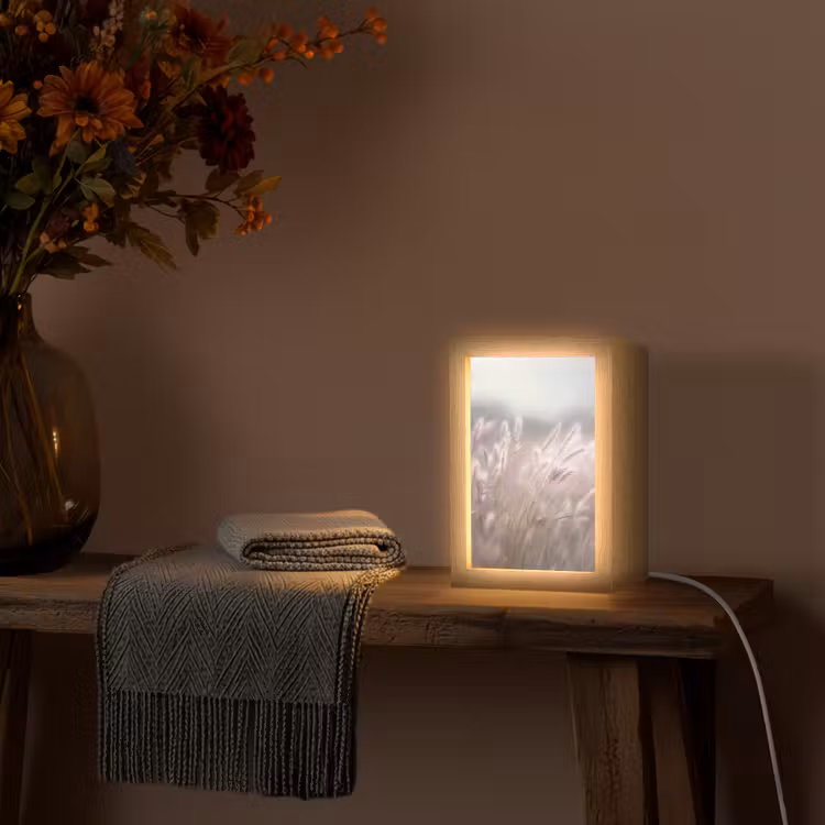 Graspluimen - Wind - Beige - Mistig Light Box met kabel (Tafellamp) klein -sfeer4