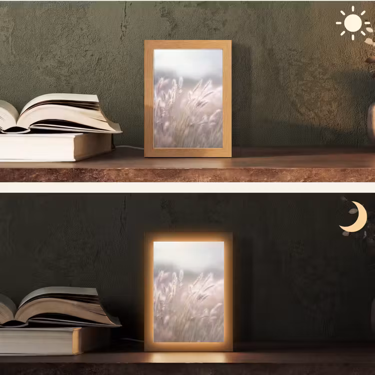 Graspluimen - Wind - Beige - Mistig Light Box met kabel (Tafellamp) klein -sfeer3
