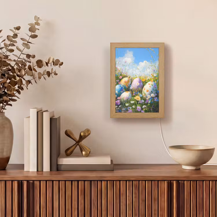 Grasveld - Eieren - Bloemen Light Box met kabel (Tafellamp) klein -sfeer2