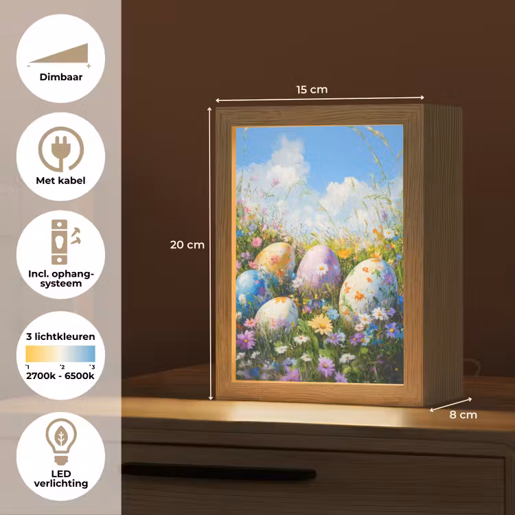 Grasveld - Eieren - Bloemen Light Box met kabel (Tafellamp) klein -USP_NL