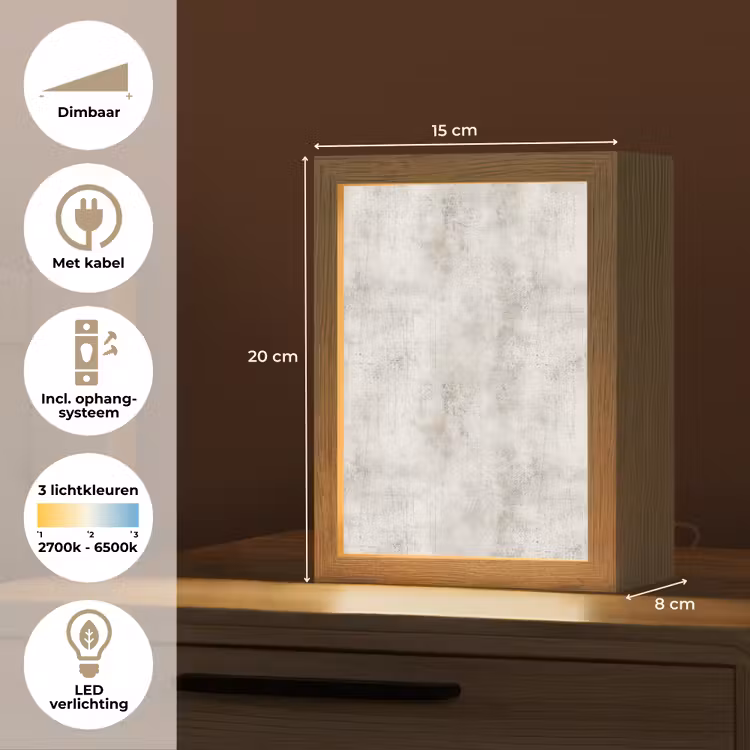 Grijs - Beton - Verweerd Light Box met kabel (Tafellamp) klein 925 -USP_NL