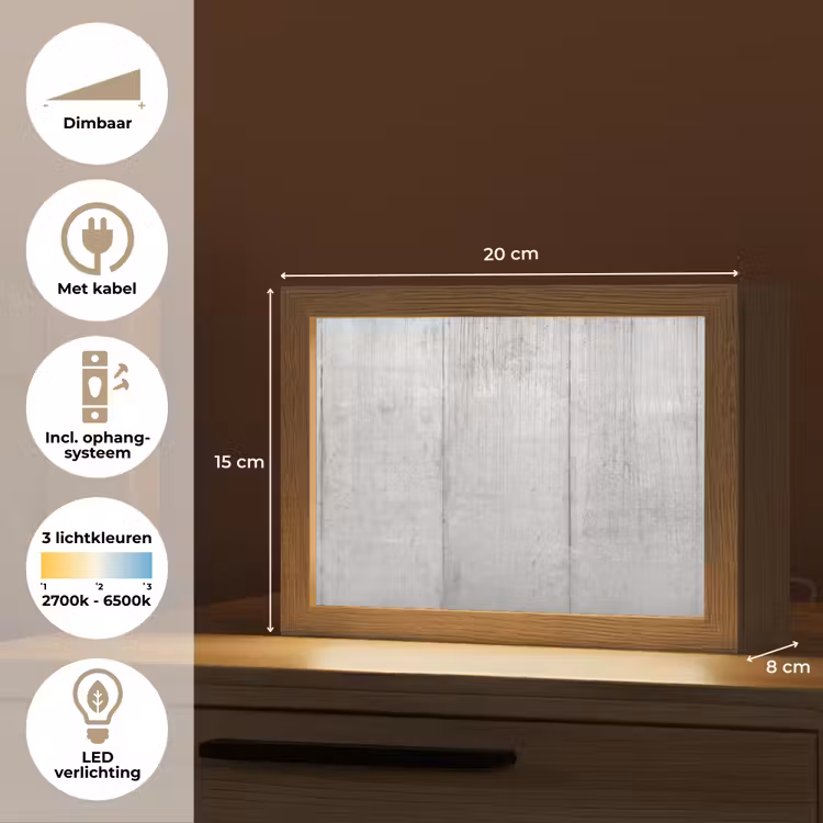 Grijs - Betonlook - Industrieel Light Box met kabel (Tafellamp) klein -USP_NL