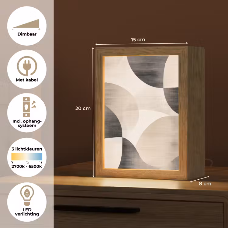 Grillige vormen - Subtiele overgangen - Dynamisch Light Box met kabel (Tafellamp) klein -USP_NL