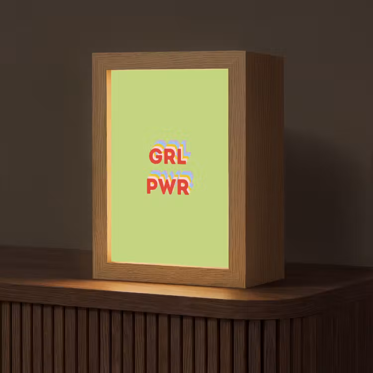 Grl pwr - Groen - Rood - 3D Light Box met kabel (Tafellamp) klein -z3d_website