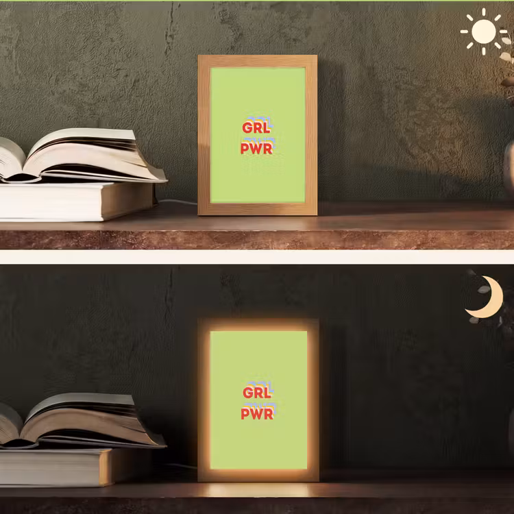 Grl pwr - Groen - Rood - 3D Light Box met kabel (Tafellamp) klein -sfeer3