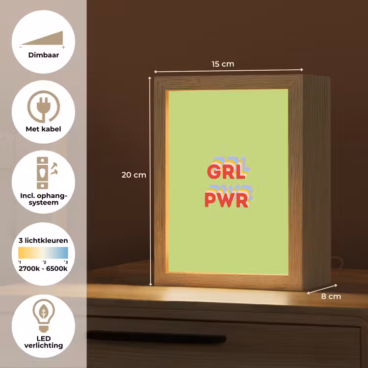 Grl pwr - Groen - Rood - 3D Light Box met kabel (Tafellamp) klein -USP_NL