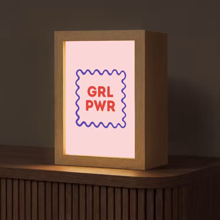 Grl pwr - Roze - Kader Light Box met kabel (Tafellamp) klein -z3d_website