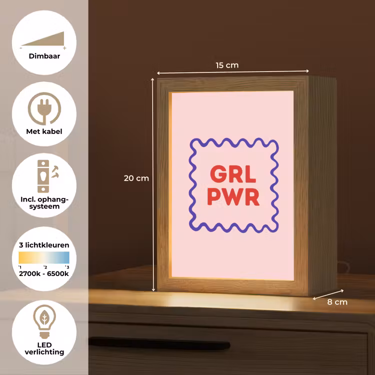 Grl pwr - Roze - Kader Light Box met kabel (Tafellamp) klein -USP_NL