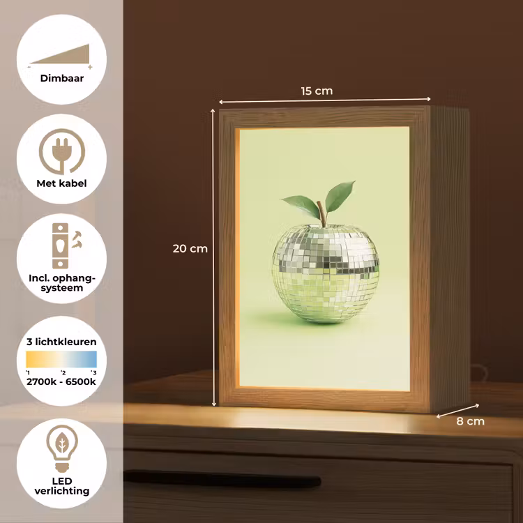 Groen - Disco - Decoratie - Appel Light Box met kabel (Tafellamp) klein -USP_NL