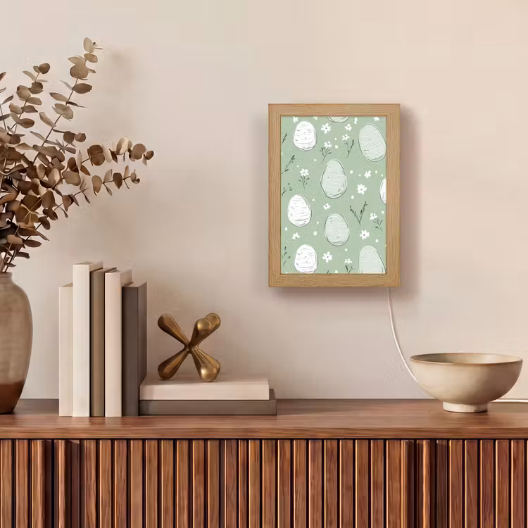 Groen - Eieren - Patroon Light Box met kabel (Tafellamp) klein -sfeer2