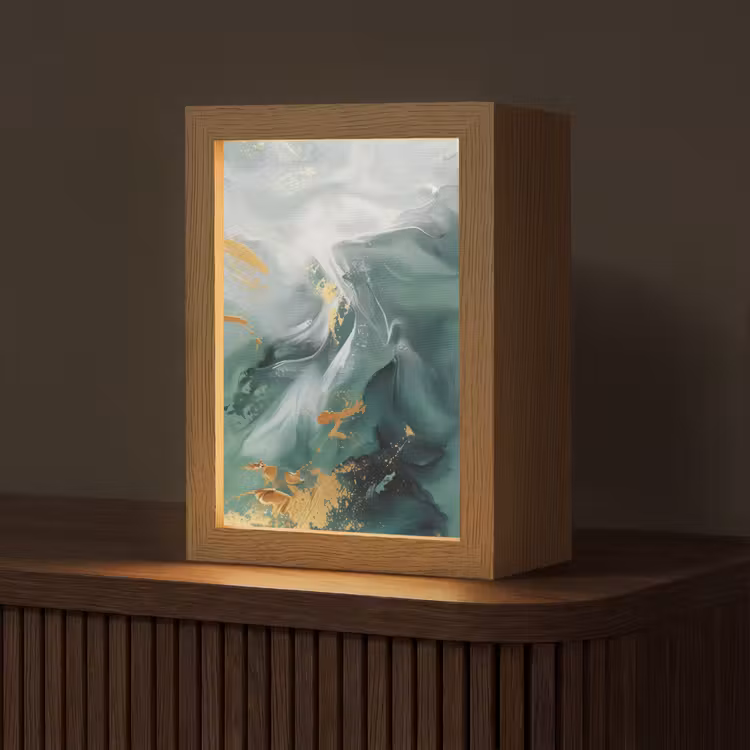 Groen - Modern - Marmer - Abstract Light Box met kabel (Tafellamp) klein -z3d_website