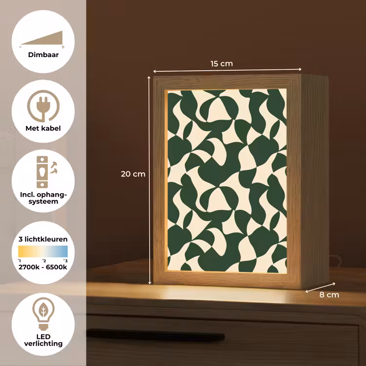 Groen - Organische vlakken - Crème Light Box met kabel (Tafellamp) klein 925 -USP_NL