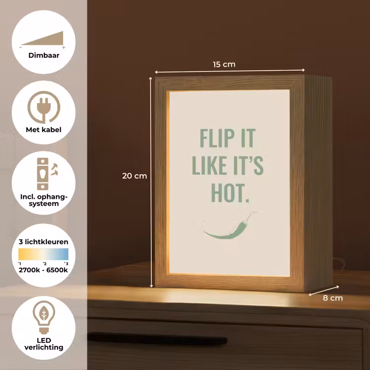 Groen - Quote - Zomer - Chilipeper Light Box met kabel (Tafellamp) klein -USP_NL