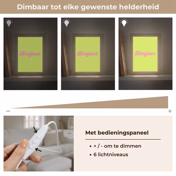 Groen - Roze bonjour - Retro Light Box met kabel (Tafellamp) klein -USP_dimbaarNL