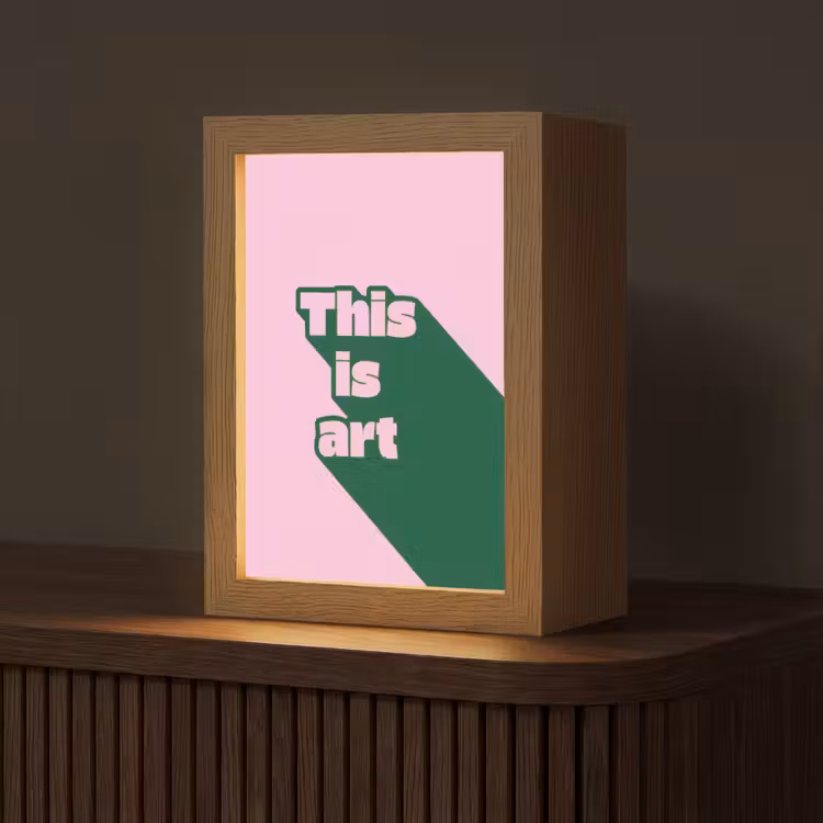 Groen - Teskt - This is art - Roze Light Box met kabel (Tafellamp) klein -z3d_website