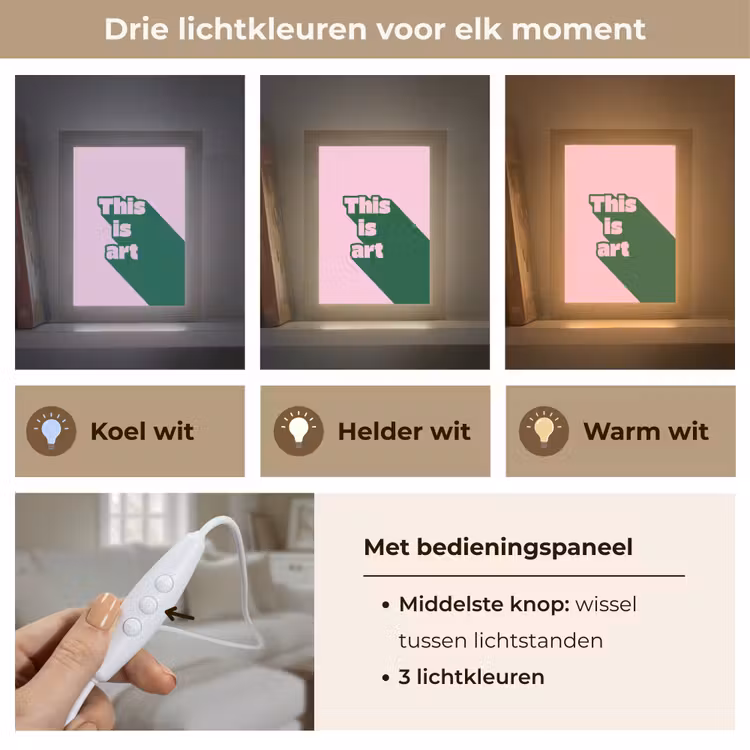 Groen - Teskt - This is art - Roze Light Box met kabel (Tafellamp) klein -USP_lichtkleurNL