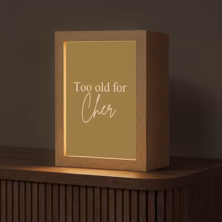Groen - Too old for cher - Roze Light Box met kabel (Tafellamp) klein -z3d_website