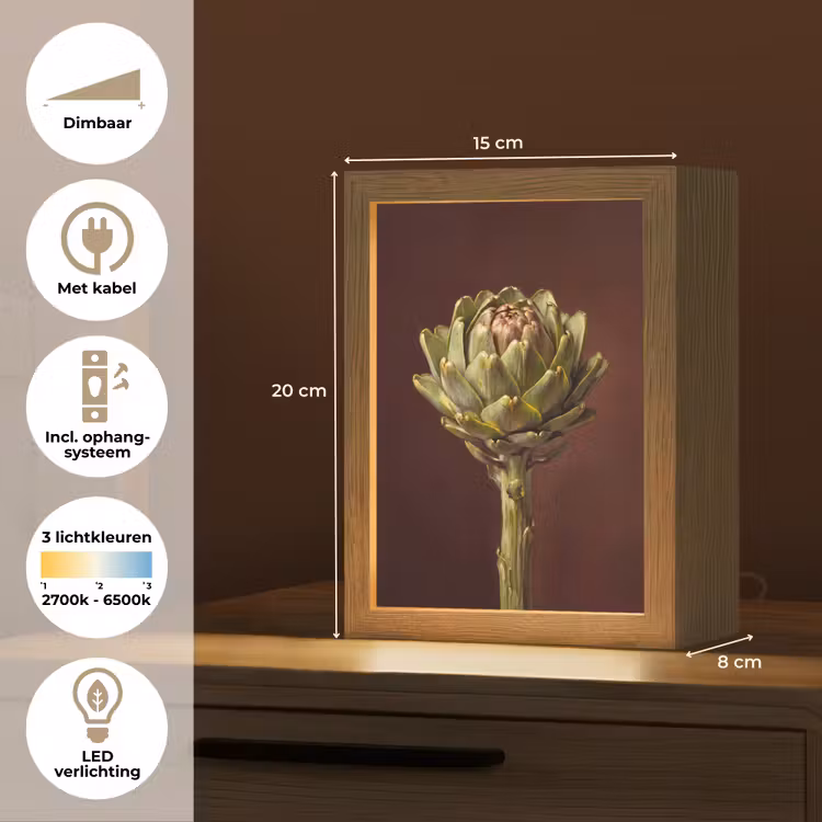 Tafellamp - Groente - Artisjok - Groen - Groente - Artisjok - Groen Light Box met kabel (Tafellamp) klein