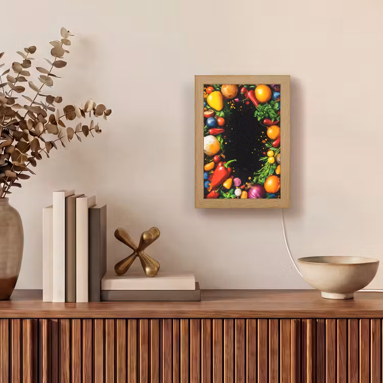 Groente - Graffiti - Kleurrijk - Koken - Abstract Light Box met kabel (Tafellamp) klein -sfeer2