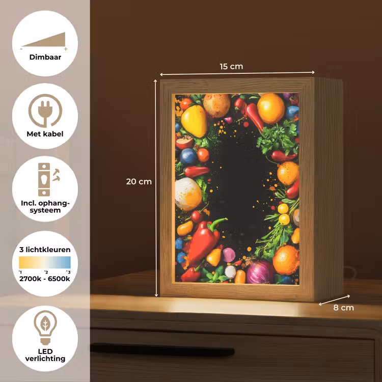 Groente - Graffiti - Kleurrijk - Koken - Abstract Light Box met kabel (Tafellamp) klein -USP_NL