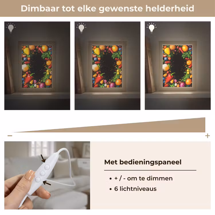 Groente - Graffiti - Kleurrijk - Koken - Abstract Light Box met kabel (Tafellamp) klein -USP_dimbaarNL
