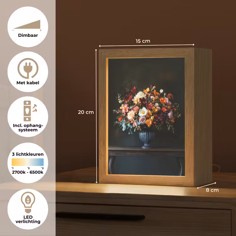 Groot - Bloemen - Vaas - Boeket Light Box met kabel (Tafellamp) klein -USP_NL