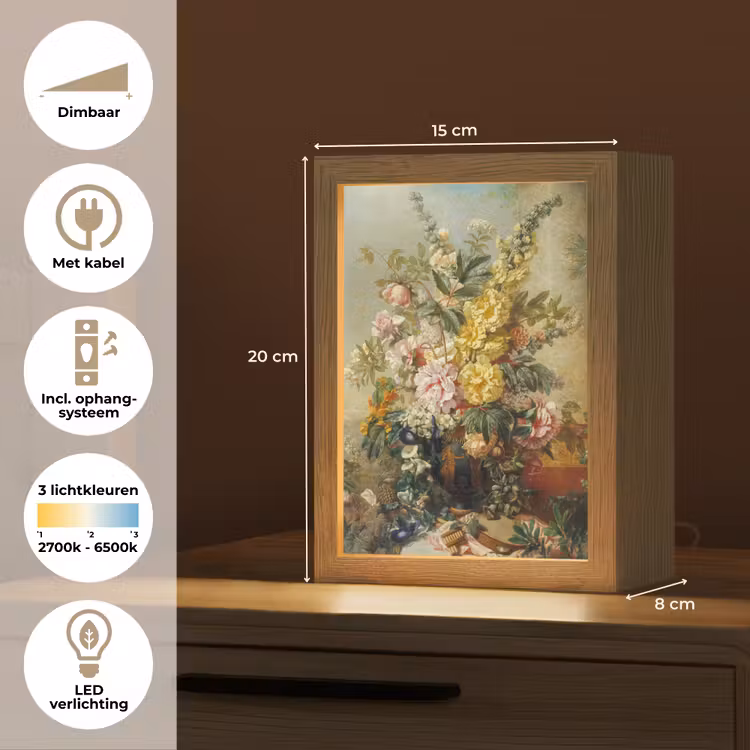 Grote vaas met bloemen - Josep Mirabent - Oude meesters Light Box met kabel (Tafellamp) klein -USP_NL