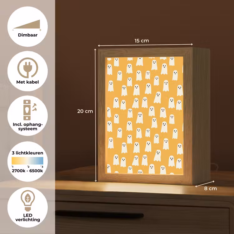 Halloween - Spookjes - Oker Light Box met kabel (Tafellamp) klein 925 -USP_NL