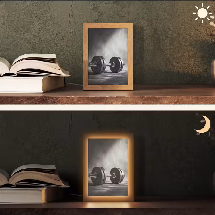Halter - Gewichten - Zwart Light Box met kabel (Tafellamp) klein -sfeer3