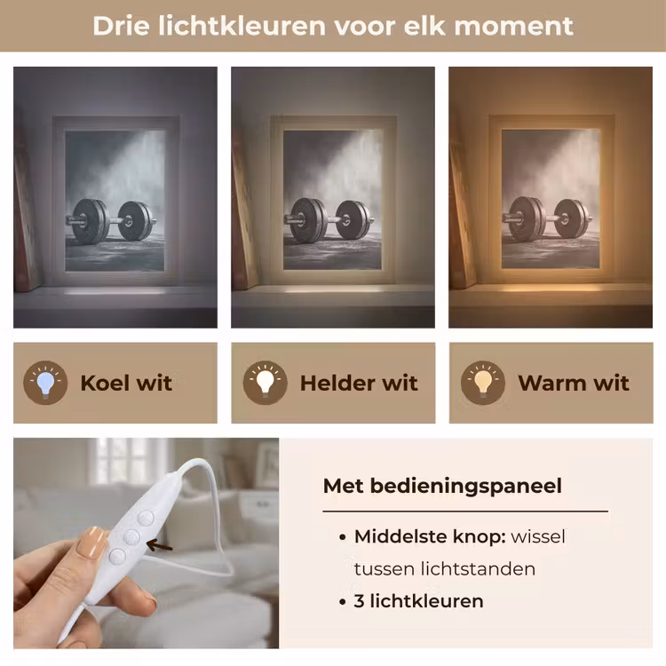 Halter - Gewichten - Zwart Light Box met kabel (Tafellamp) klein -USP_lichtkleurNL