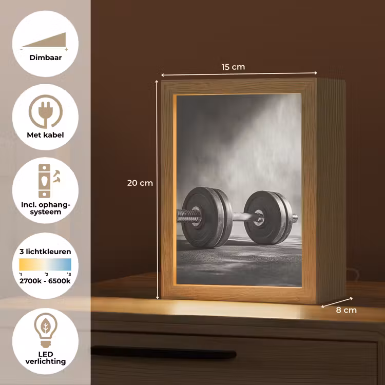 Halter - Gewichten - Zwart Light Box met kabel (Tafellamp) klein -USP_NL