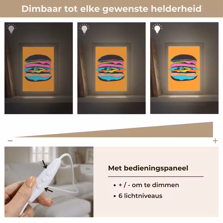 Hamburger - Kleurrijk - Speels Light Box met kabel (Tafellamp) klein -USP_dimbaarNL