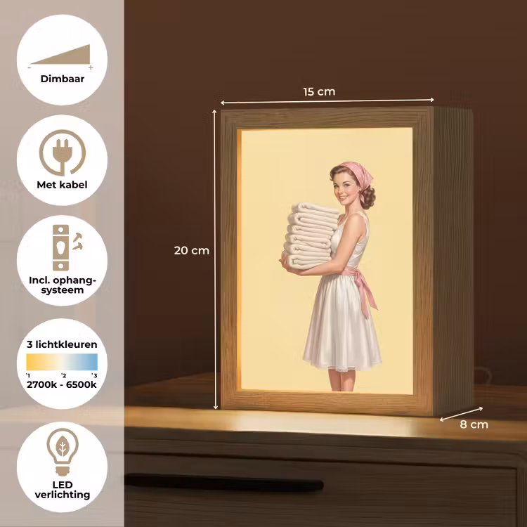 Handdoeken - Vrouw - Jurk - Roze Light Box met kabel (Tafellamp) klein -USP_NL