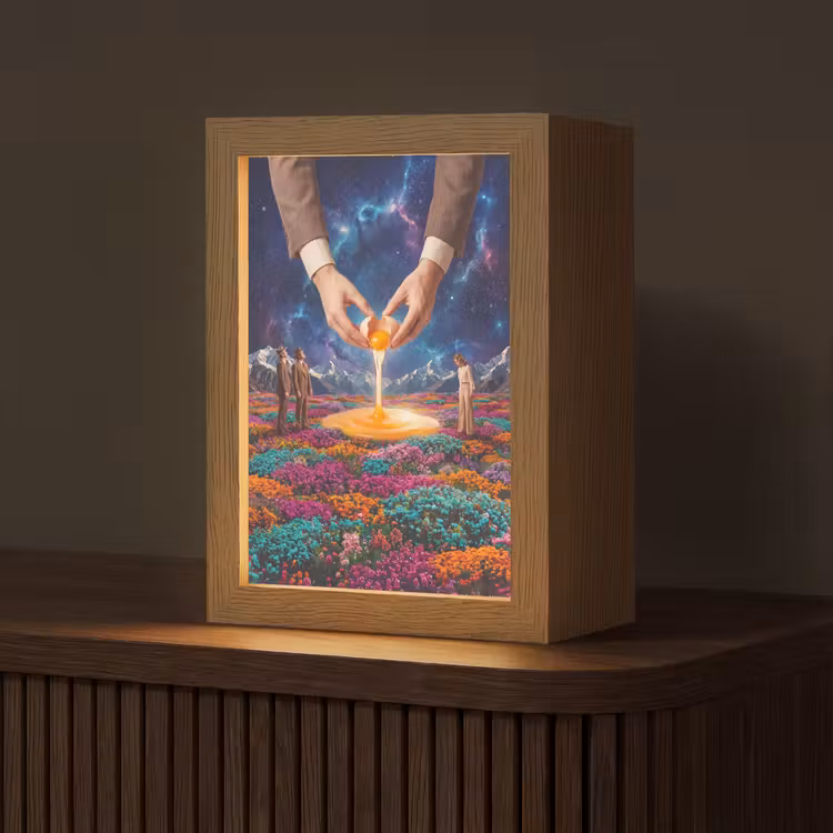 Tafellamp - Handen - Ei - Surrealisme - Handen - Ei - Surrealisme Light Box met kabel (Tafellamp) klein