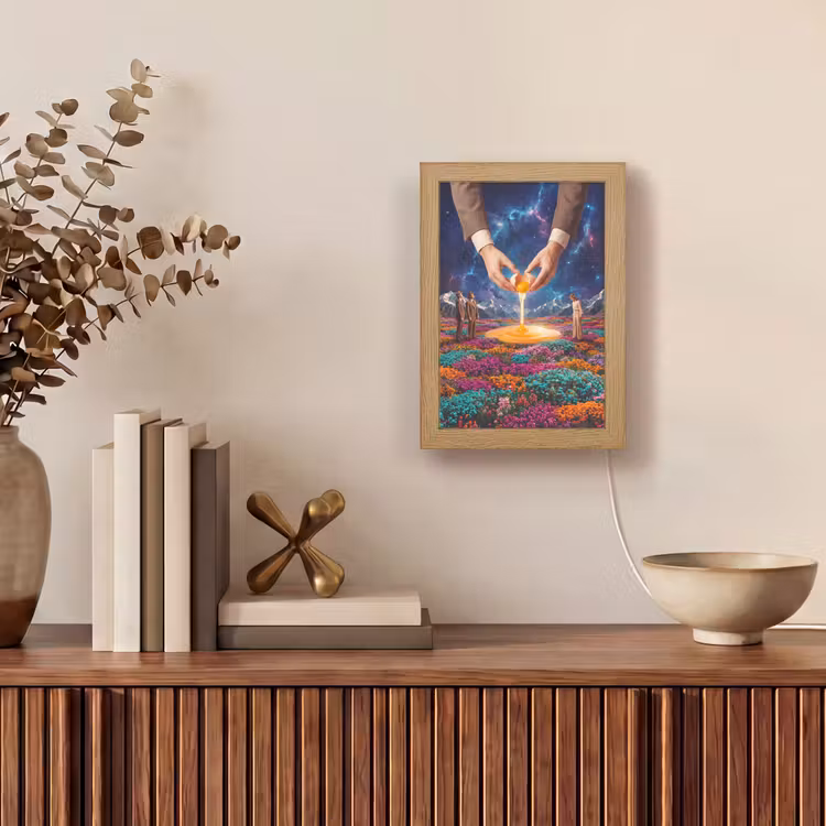 Tafellamp - Handen - Ei - Surrealisme - Handen - Ei - Surrealisme Light Box met kabel (Tafellamp) klein