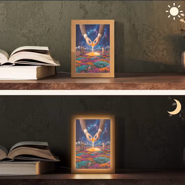 Tafellamp - Handen - Ei - Surrealisme - Handen - Ei - Surrealisme Light Box met kabel (Tafellamp) klein