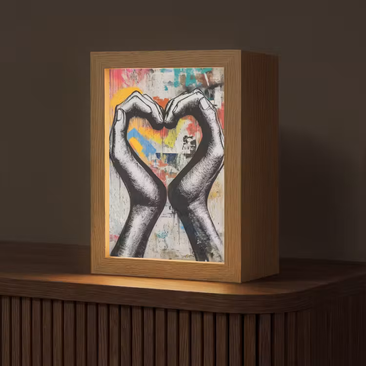 Handen - Hart - Street art - Graffiti Light Box met kabel (Tafellamp) klein -z3d_website