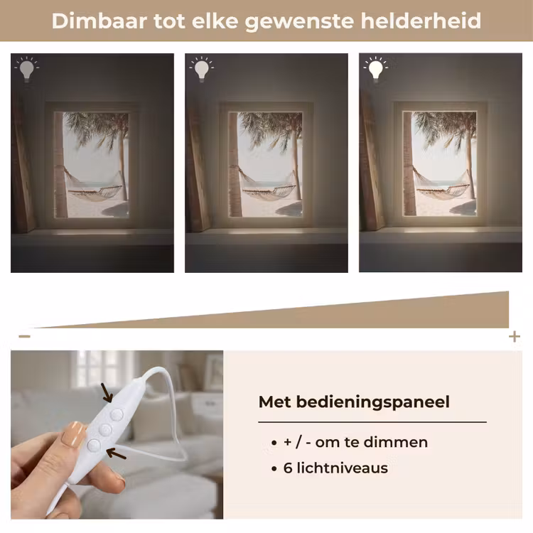 Hangmat - Palmbomen - Strand - Zee Light Box met kabel (Tafellamp) klein -USP_dimbaarNL
