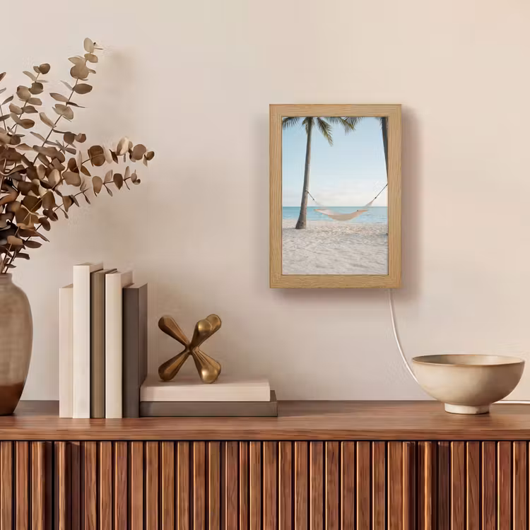 Hangmat - Strand - Wit Light Box met kabel (Tafellamp) klein -sfeer2