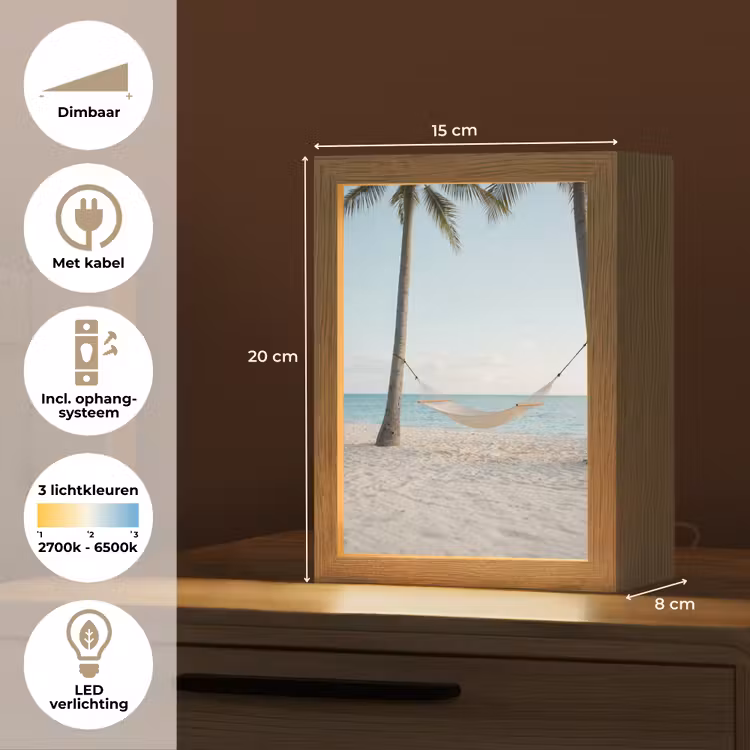 Hangmat - Strand - Wit Light Box met kabel (Tafellamp) klein -USP_NL