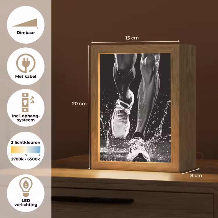 Hardloopschoenen - Rennen - Druppels - Zwart Light Box met kabel (Tafellamp) klein -USP_NL
